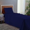 Conjunto Lençol Solteiro Aveludado 400 Fios 3 Peças Cama Box e Infantil:azul Marinho - 1