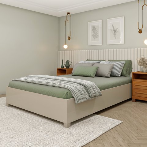 Cama Casal em MDP 193cm x 144cm Mônaco Off White
