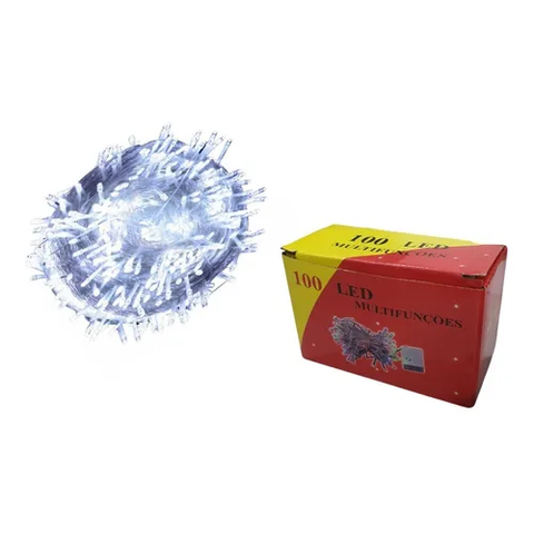 Cordão Decorativo Multifunção 100 Leds 9 Metros 127v Branco Frio