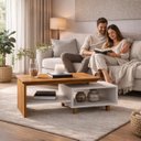 Ver imagem 6 de Mesa de Centro Lima Tampo Duplo com Pés em Madeira Maciça:naturalle-off-white