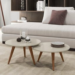 Conjunto 02 Mesas de Centro Sara Off White - 1