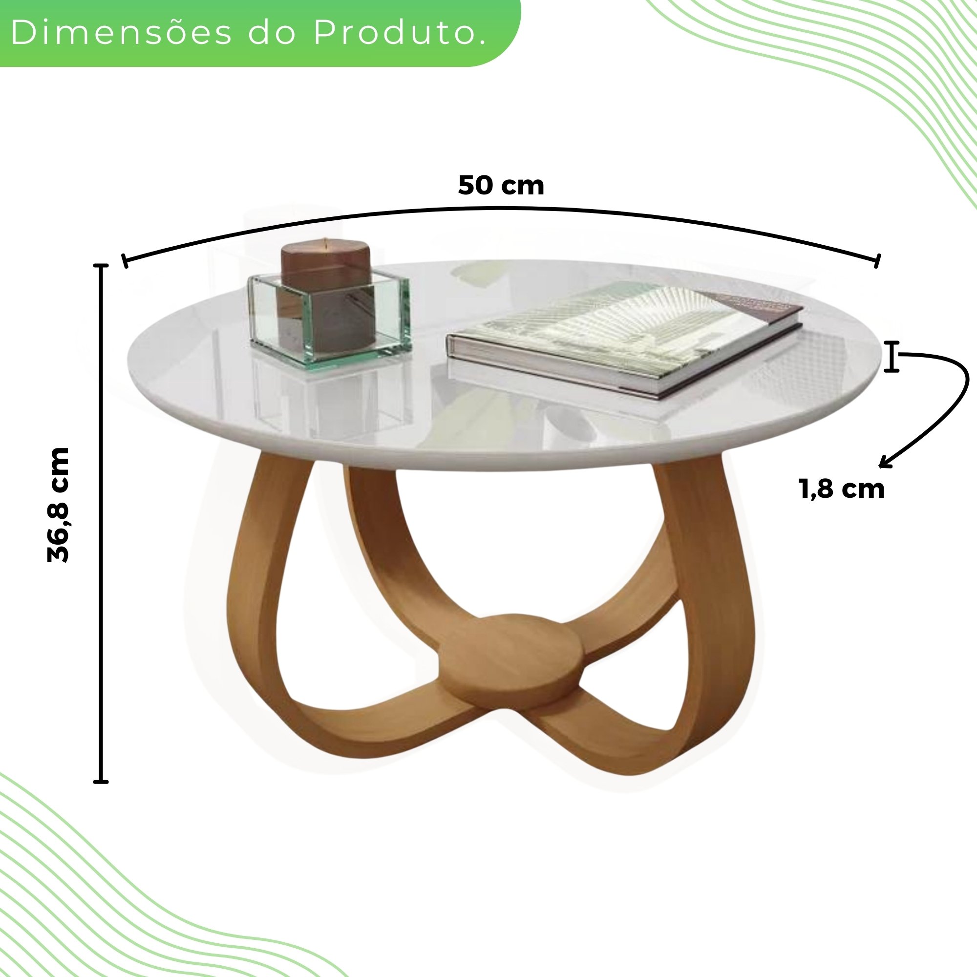 Mesa de Centro Redonda 50 Cm Rubi - 6