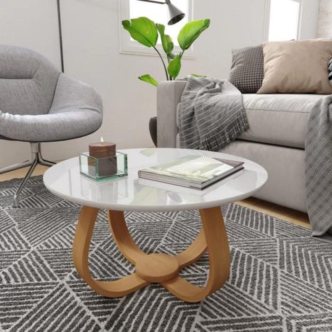 Mesa de Centro Redonda 50cm Rubi Branco