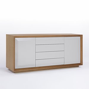 Balcão Buffet de Madeira Centauri 4 Gavetas 2 Portas:cappuccino / Off White/200x50cm