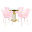 Ver imagem 1 de Conjunto Mesa de Jantar Redonda Imperial 70cm Branca com 4 Cadeiras Estofadas Marcela - Rosa