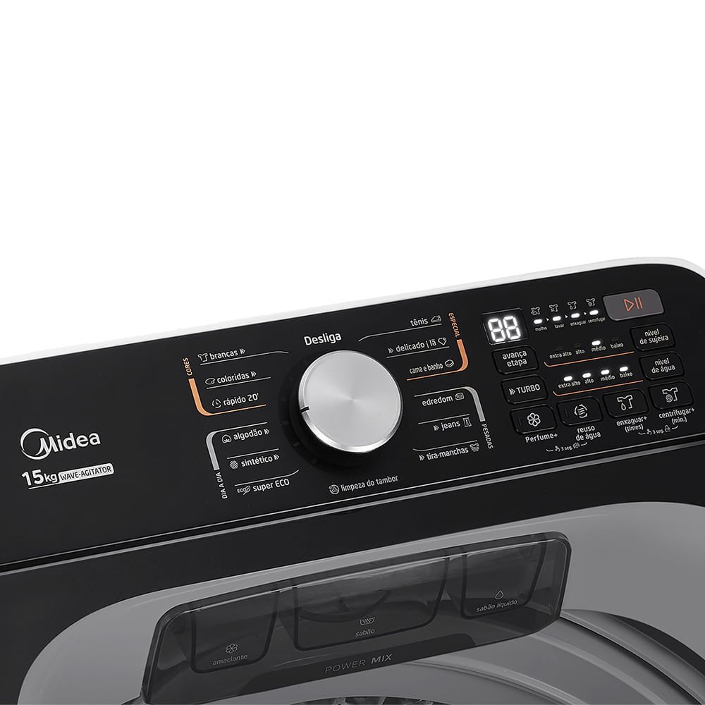 Máquina de Lavar 15kg midea wave agitator branca Ma512w150a/wkbr04 - 127v - 7