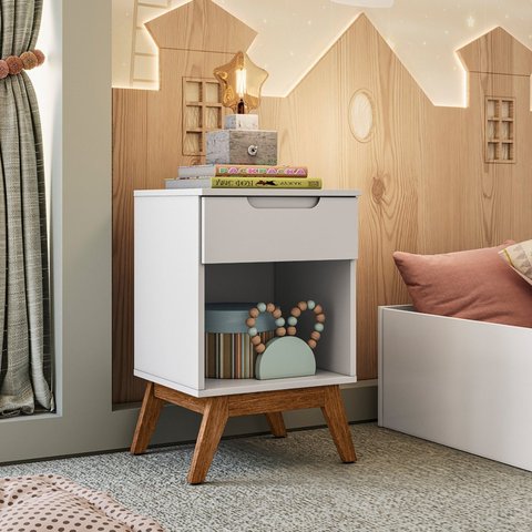 Mesa de Cabeceira Infantil Retrô 1 Gaveta Sonhare