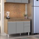Ver imagem 2 de Balcão de Cozinha Lavanderia com Tampo 02 Gavetas Beth Castanho e Cinza 120 cm - D’Rossi