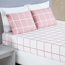Ver imagem 1 de Jogo Cama Lençol Brooklyn Casal Quadriculado Micropercal 200 Fios 3 Peças - Rosa