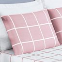 Ver imagem 2 de Jogo Cama Lençol Brooklyn Casal Quadriculado Micropercal 200 Fios 3 Peças - Rosa