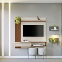 Ver imagem 2 de Painel para TV até 55" Ripado com Nicho MDP/MDF Amanda Freijo/Off White
