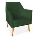 Ver imagem 3 de Kit 02 Poltronas Decorativa Julia Veludo Verde Pés Palito Castanho - Pallazio