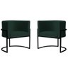 Kit 2 Poltronas Decorativa Sala de Estar Luana Base Preta Veludo Verde - Montanaris Decor Md Montana - 1
