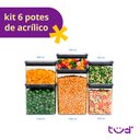 Ver imagem 1 de Kit 6 Potes de Acrílico com Tampa Herméticos Quadrados - Tüd