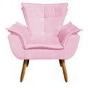 Ver imagem 4 de Kit 02 Poltronas Opala Suede Rosa Bebê Pés Palito Castanho