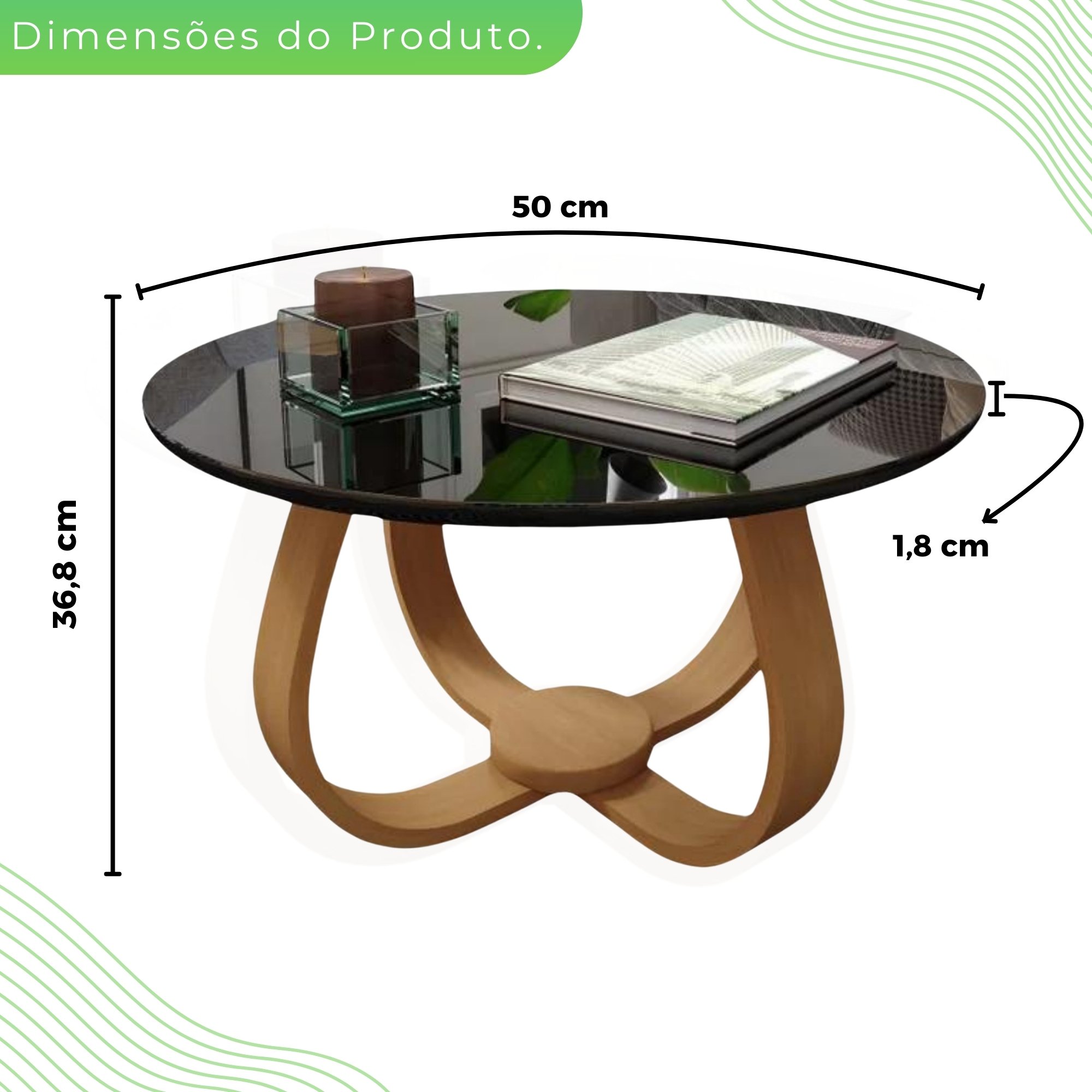 Mesa de Centro Redonda 50 Cm Rubi - 6