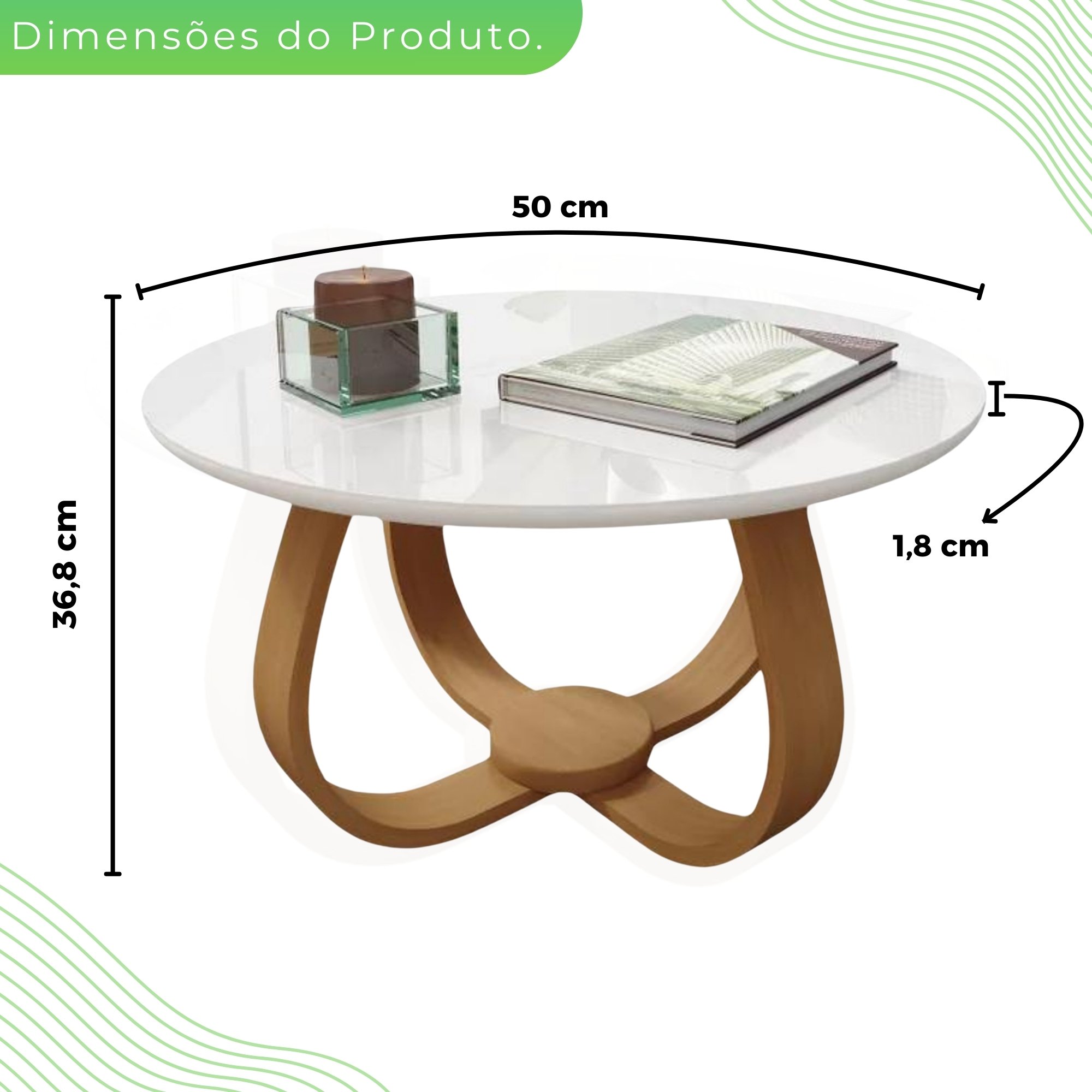 Mesa de Centro Redonda 50 Cm Rubi - 6