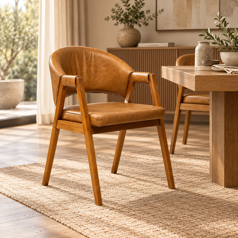 Cadeira Sala de Jantar Premium com Braço Madeira Maciça Movellu Home