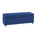 Ver imagem 4 de Canto Alemão Recamier Bau + Painel Madri 140cm Suede Azul Marinho - Inova Decor