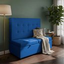Ver imagem 1 de Canto Alemão Recamier Bau + Painel Madri 140cm Suede Azul Marinho - Inova Decor