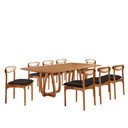Ver imagem 1 de Sala de Jantar Mesa Flora Tampo Laminado Barril 8 Cadeiras Linho Preto/imbuia Nat/cinam. Imbuia