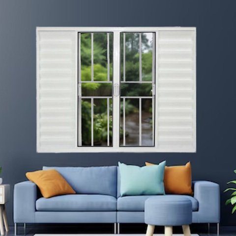 Janela Veneziana de Alumínio 6 Folhas 100 x 200cm Linha Modular com Grade Branco Esquadrias Bergamo