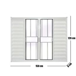 Janela Veneziana de Alumínio 6 Folhas 120 X 150cm Linha Modular com Grade - 3