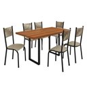 Ver imagem 2 de Conjunto Sala de Jantar 6 Lugares Retangular Mesa Bp 136x75cm Mariana