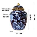 Ver imagem 4 de Vaso Decorativo Porcelana Azul Marinho Branco Dourado 29x19
