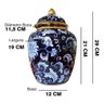 Vaso Decorativo Porcelana Azul Marinho Branco Dourado 29x19 - 4