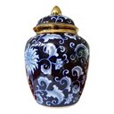 Ver imagem 1 de Vaso Decorativo Porcelana Azul Marinho Branco Dourado 29x19