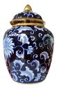 Ver imagem 1 de Vaso Decorativo Porcelana Azul Marinho Branco Dourado 29x19