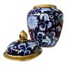 Vaso Decorativo Porcelana Azul Marinho Branco Dourado 29x19 - 2