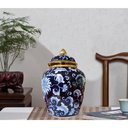 Ver imagem 5 de Vaso Decorativo Porcelana Azul Marinho Branco Dourado 29x19