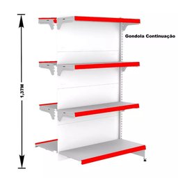 Gondola Centro 137 Fit Ate 4 Metros Branco 32 Bandeja Pe Vermelho - 3