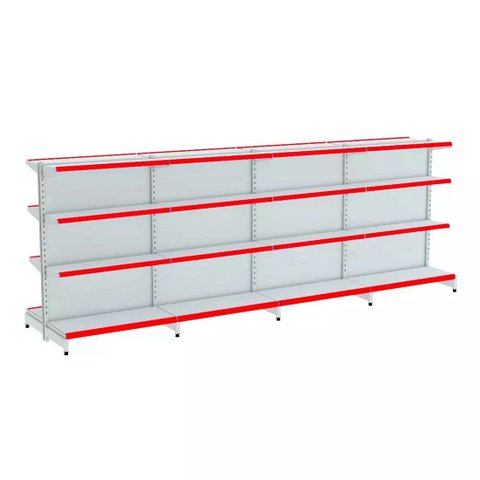 Gondola Centro 137 Fit Ate 4 Metros Branco 32 Bandeja Pe Vermelho