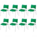 Ver imagem 1 de Cadeira Iso Base Branco Escola, Escritório Verde Kit 8 Un