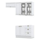 Ver imagem 1 de Balcão de Pia 120cm com Armário 1 Porta e Armário 3 Portas com Vidro Americana Branco Hp - Henn