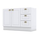 Ver imagem 2 de Balcão de Pia 120cm com Armário 1 Porta e Armário 3 Portas com Vidro Americana Branco Hp - Henn