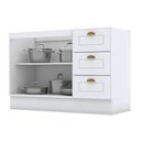 Ver imagem 5 de Balcão de Pia 120cm com Armário 1 Porta e Armário 3 Portas com Vidro Americana Branco Hp - Henn