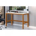Ver imagem 2 de Escrivaninha Retangular Bruma 2 Nichos Nature Moderno MDP MDF 110cm Branco Casah