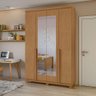 Guarda Roupa Solteiro Ambiente Alonzo 4 Portas Amêndoa Clean com Espelho e Pés - Lopas - 1
