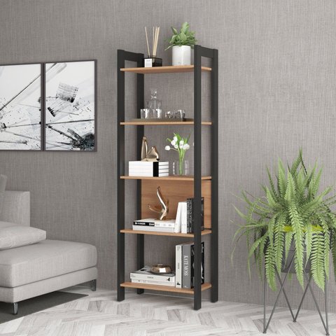 Estante de Livros 65CMX184,7cm Multiuso Haia Yescasa Marrom