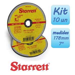 Kit 10 Disco Corte Aço Inox 178mm X 1,6mm DAC180-24