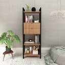 Ver imagem 1 de Estante de Livros 65CMX184,7cm 2 Gavetas em Cima Haia Yescasa Laranja/Amêndoa/Preto