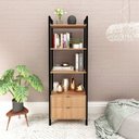 Ver imagem 1 de Estante de Livros 65CMX184,7cm 2 Gavetas Embaixo Haia Yescasa Laranja/Amêndoa/Preto