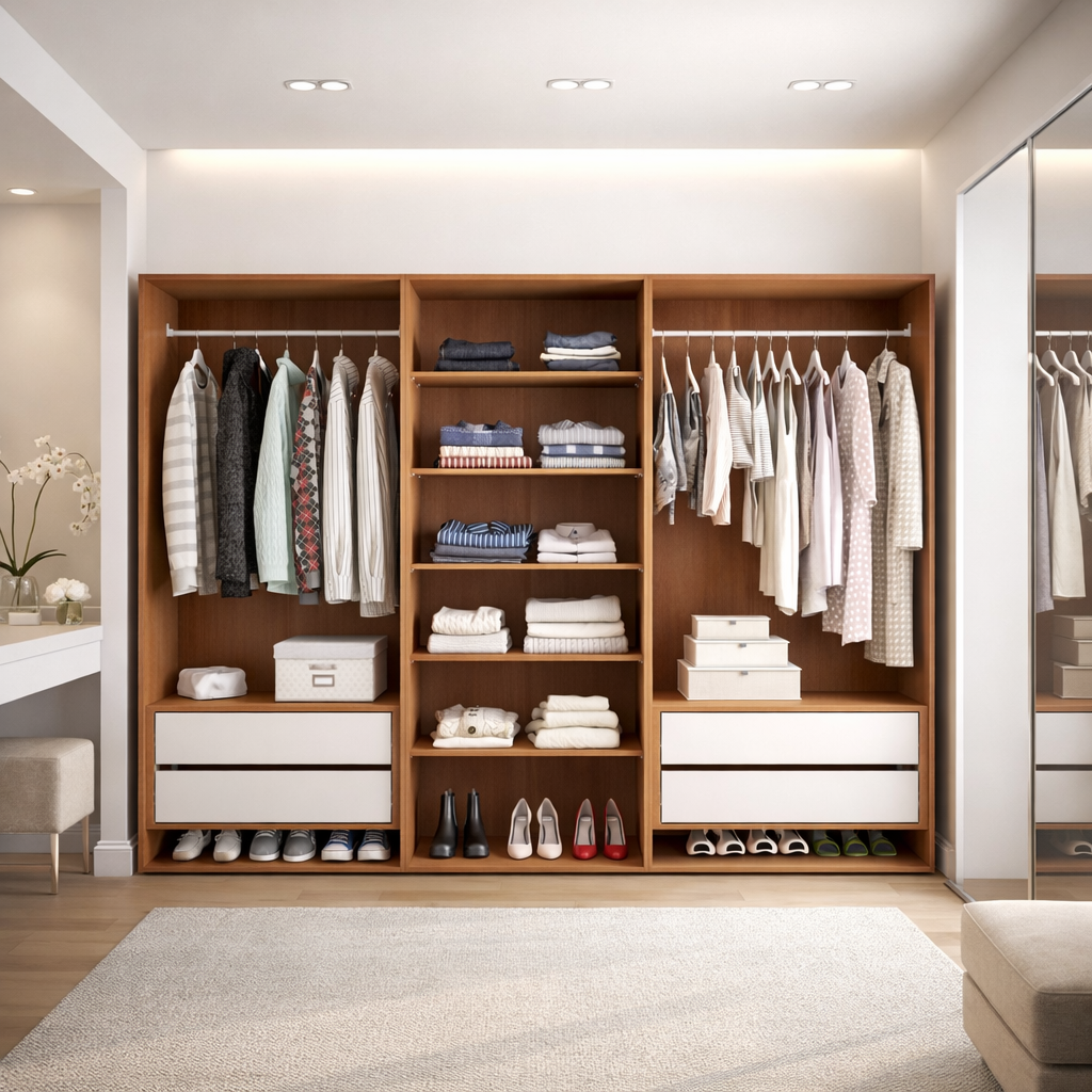 Closet 240cm Portas Modular sem Maleiro Luna | MadeiraMadeira