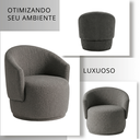 Ver imagem 2 de Poltrona Giratória Orgânica Decorativa Capri Bouclé Suave Design Redondo Luxo P/ Leitura Sala Quarto