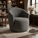 Ver imagem 1 de Poltrona Giratória Orgânica Decorativa Capri Bouclé Suave Design Redondo Luxo P/ Leitura Sala Quarto