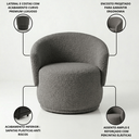 Ver imagem 5 de Poltrona Giratória Orgânica Decorativa Capri Bouclé Suave Design Redondo Luxo P/ Leitura Sala Quarto